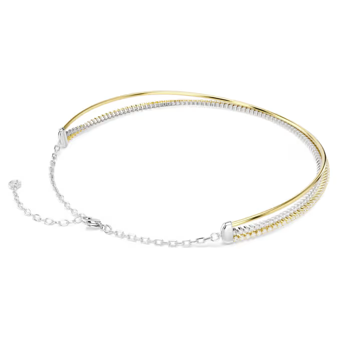 Hyperbola necklace Round cut, White, Mixed metal finish