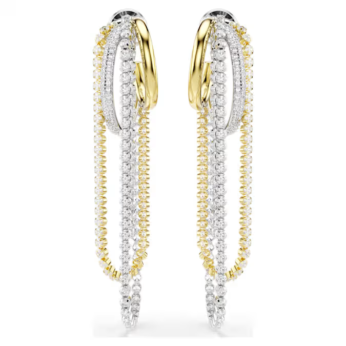 Hyperbola earrings Layered, Round cut, White, Mixed metal finish