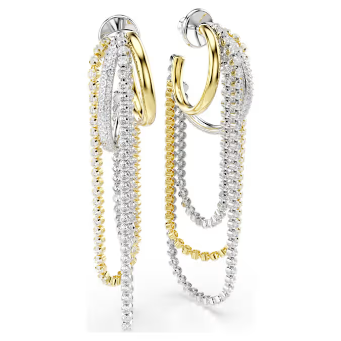 Hyperbola earrings Layered, Round cut, White, Mixed metal finish