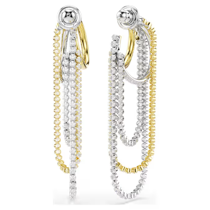 Hyperbola earrings Layered, Round cut, White, Mixed metal finish