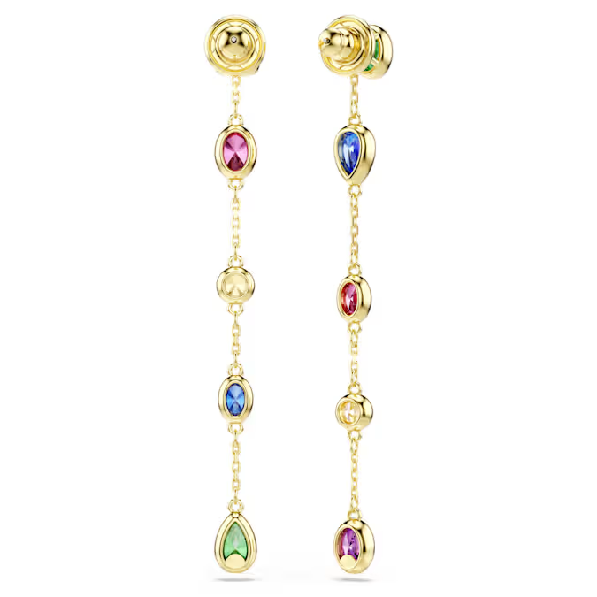 Imber drop earrings Mixed cuts, Multicolored, 18K gold finish