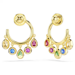 Imber hoop earrings Mixed cuts, Multicolored, 18K gold finish