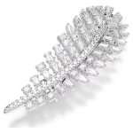 Vienna brooch Mixed cuts, Feather, White, Rhodium plated