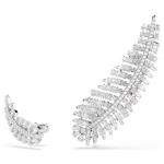 Vienna earrings Mixed cuts, Feather, White, Rhodium plated