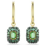 Sublima drop earrings Octagon cut, Green, 18K gold finish