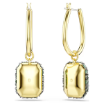 Sublima drop earrings Octagon cut, Green, 18K gold finish