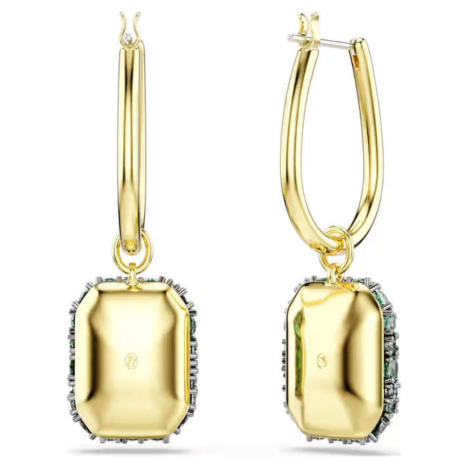 Sublima drop earrings Octagon cut, Green, 18K gold finish