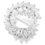 Mesmera brooch Marquise cut, White, Rhodium plated