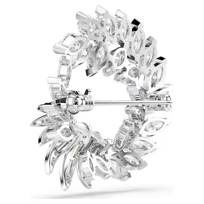 Mesmera brooch Marquise cut, White, Rhodium plated