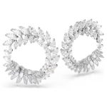 Mesmera hoop earrings Marquise cut, White, Rhodium plated