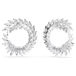 Mesmera hoop earrings Marquise cut, White, Rhodium plated