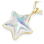 Bag charm Mixed cuts, Star, White, Gold-tone plated