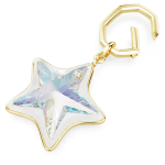 Bag charm Mixed cuts, Star, White, Gold-tone plated