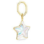 Bag charm Mixed cuts, Star, White, Gold-tone plated