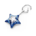 Bag charm Mixed cuts, Star, Blue, Rhodium plated