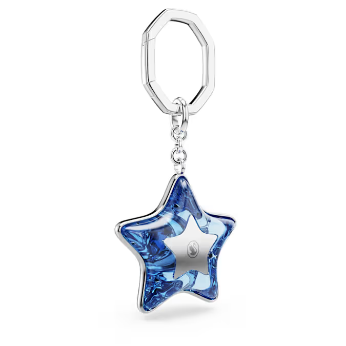 Bag charm Mixed cuts, Star, Blue, Rhodium plated