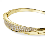 Swarovski Classica bangle Round cut, White, Sterling silver, 18K gold finish