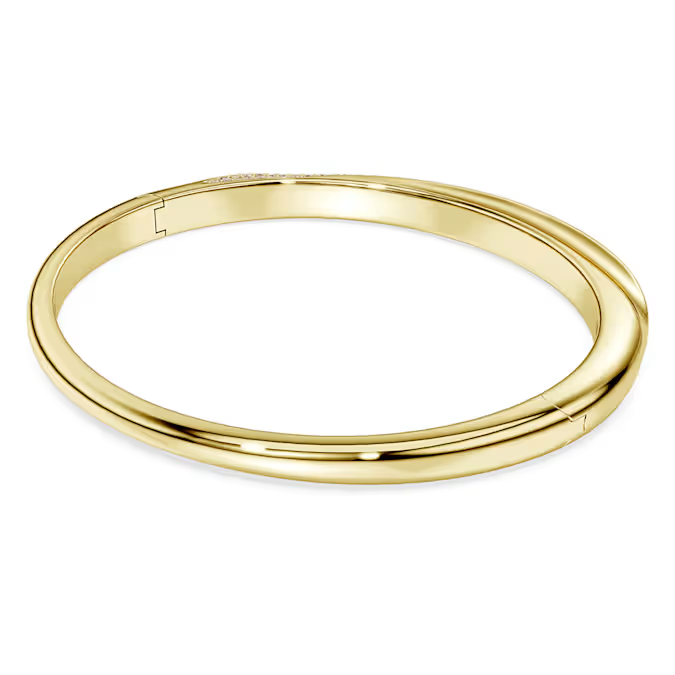 Swarovski Classica bangle Round cut, White, Sterling silver, 18K gold finish