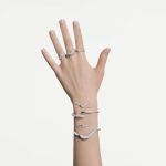Swarovski Classica bangle Intertwining, Round cut, White, Sterling silver