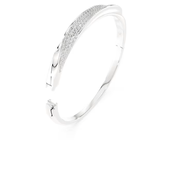 Swarovski Classica bangle Round cut, White, Sterling silver