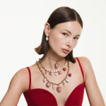 Idyllia necklace Mixed cuts, Heart, Key, Multicolored, 18K gold finish