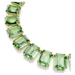 Millenia necklace Oversized crystals, Octagon cut, Green, 18K gold finish
