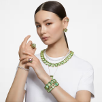 Millenia necklace Oversized crystals, Octagon cut, Green, 18K gold finish