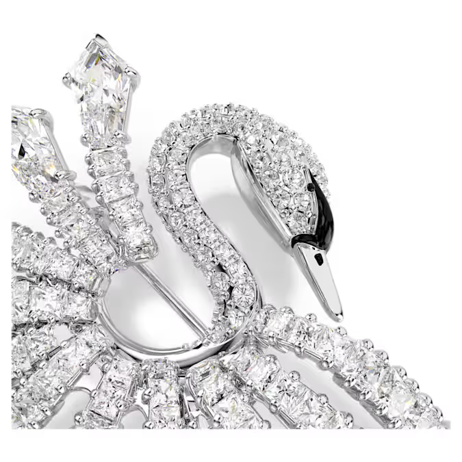 Vienna brooch Mixed cuts, Swan, White, Rhodium plated