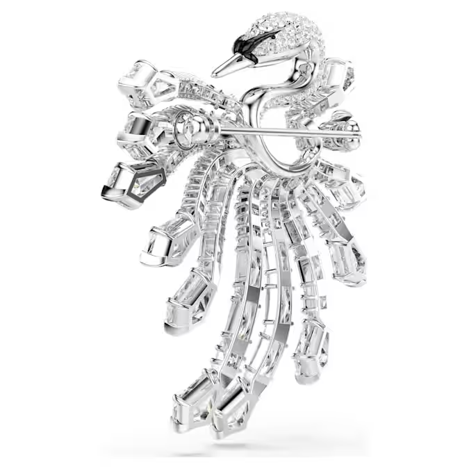 Vienna brooch Mixed cuts, Swan, White, Rhodium plated