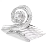 Ariana Grande x Swarovski hair clip Baguette cut, White, Rhodium plated