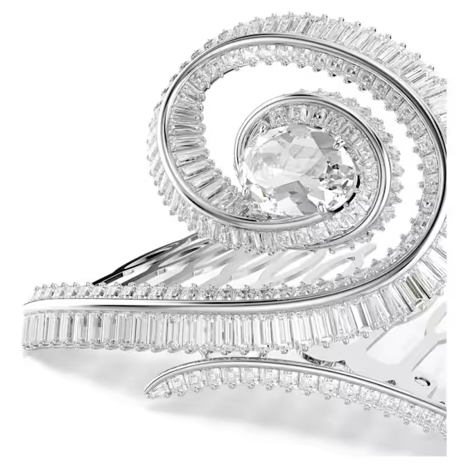 Ariana Grande x Swarovski hair clip Baguette cut, White, Rhodium plated