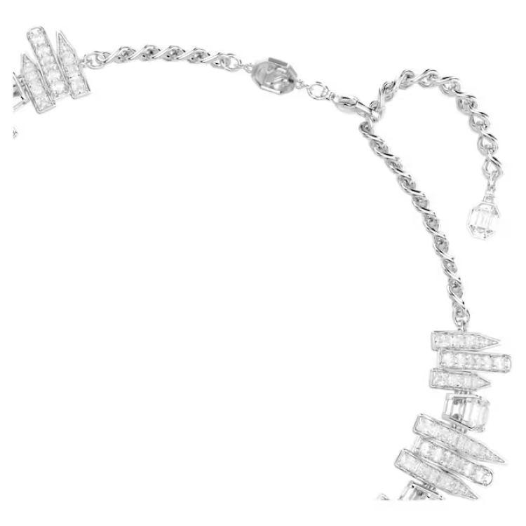 Vienna choker Mixed cuts, White, Rhodium plated