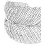 Vienna choker Mixed cuts, Feather, White, Rhodium plated