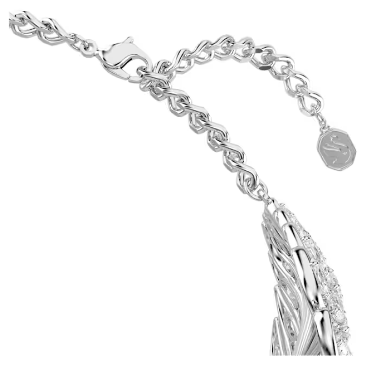 Vienna choker Mixed cuts, Feather, White, Rhodium plated