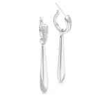 Swarovski Classica drop and hoop earrings Round cut, White, Sterling silver