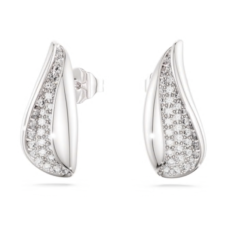 Swarovski Classica drop earrings Round cut, White, Sterling silver