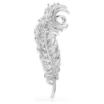 Vienna brooch Mixed cuts, Feather, White, Rhodium plated