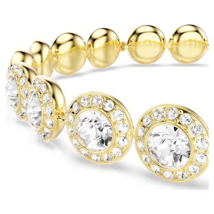 Una Angelic Tennis bracelet Round cut, Pavé, Medium, White, Gold-tone plated