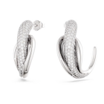 Swarovski Classica hoop earrings Statement, Round cut, White, Sterling silver