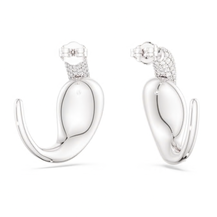 Swarovski Classica hoop earrings Statement, Round cut, White, Sterling silver