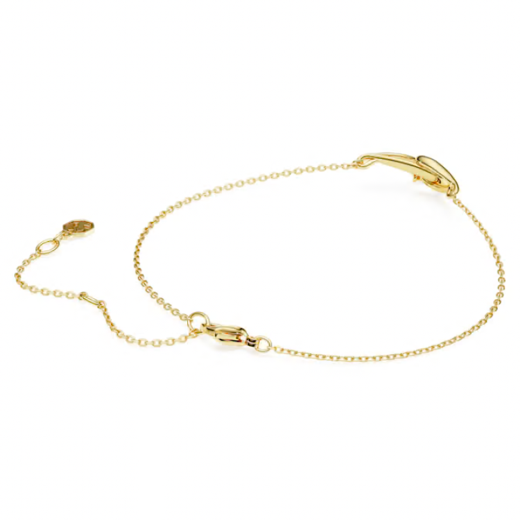 Swarovski Classica bracelet Round cut, Interlocking, White, Sterling silver, 18K gold finish