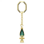 Good Luck Trolls key ring Troll, Green, Gold-tone plated