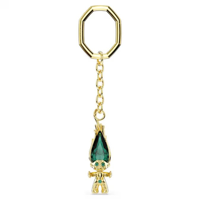 Good Luck Trolls key ring Troll, Green, Gold-tone plated