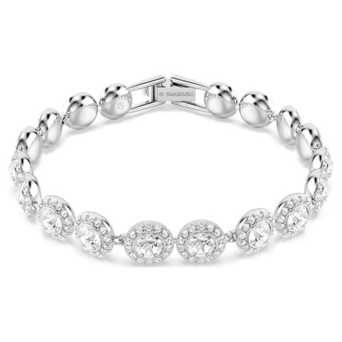 Una bracelet Round cut, White, Rhodium plated