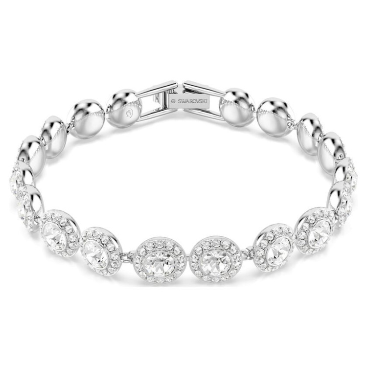 Una bracelet Round cut, White, Rhodium plated