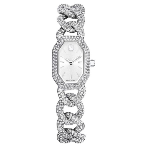 Dextera Chain watch Swiss Made, Crystal bracelet, Silver tone, Stainless Steel