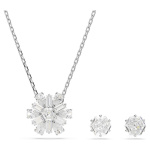 Idyllia set Mixed cuts, Snowflake, White, Rhodium plated