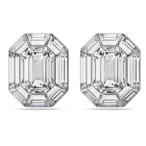 Lucent clip earrings Octagon cut, White