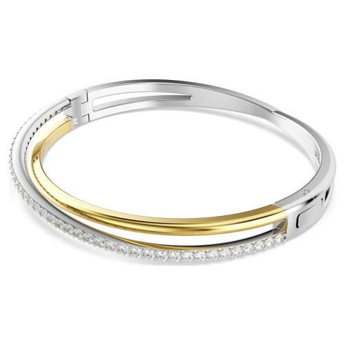 Hyperbola bangle Round cut, White, Mixed metal finish