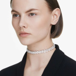 Millenia choker Octagon cut, White, Rhodium plated